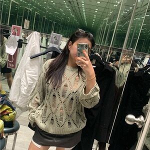 H&M y2k knit cut out top long-sleeve wear in green